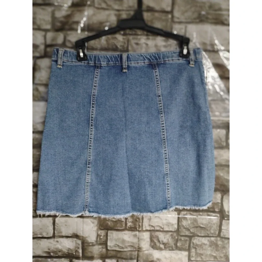 Wonder Nation Blue Button Front Denim Skirt Girls XL 14-16